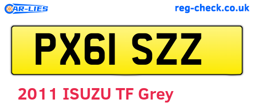 PX61SZZ are the vehicle registration plates.