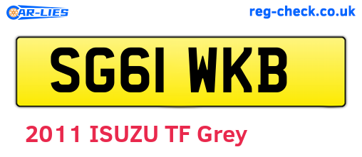SG61WKB are the vehicle registration plates.