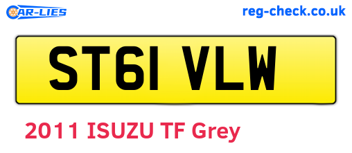 ST61VLW are the vehicle registration plates.