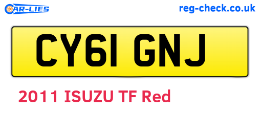 CY61GNJ are the vehicle registration plates.
