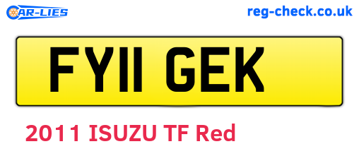 FY11GEK are the vehicle registration plates.
