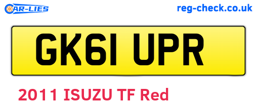 GK61UPR are the vehicle registration plates.