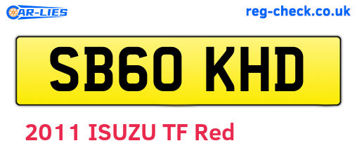SB60KHD are the vehicle registration plates.