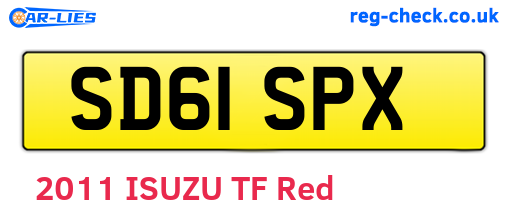 SD61SPX are the vehicle registration plates.