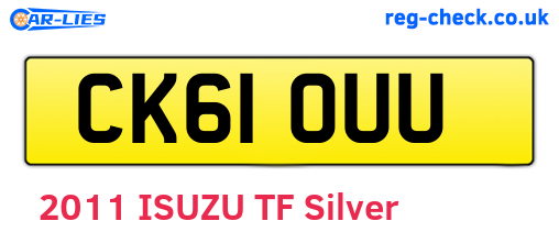 CK61OUU are the vehicle registration plates.