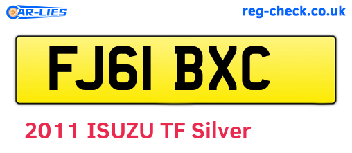 FJ61BXC are the vehicle registration plates.