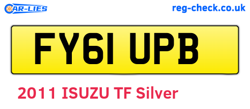 FY61UPB are the vehicle registration plates.