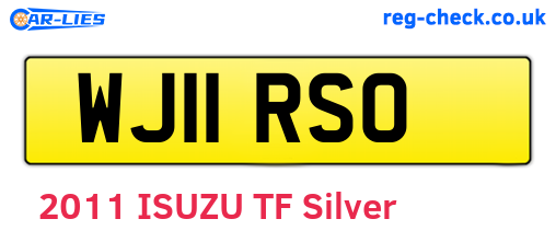 WJ11RSO are the vehicle registration plates.