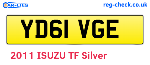 YD61VGE are the vehicle registration plates.
