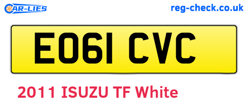 EO61CVC are the vehicle registration plates.