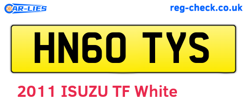 HN60TYS are the vehicle registration plates.