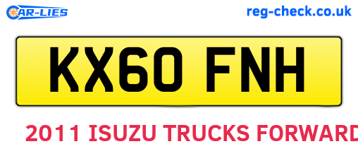KX60FNH are the vehicle registration plates.