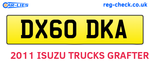 DX60DKA are the vehicle registration plates.