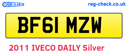 BF61MZW are the vehicle registration plates.