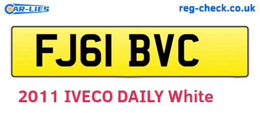 FJ61BVC are the vehicle registration plates.
