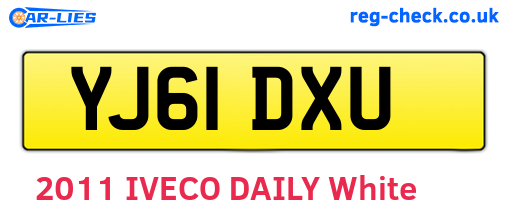 YJ61DXU are the vehicle registration plates.