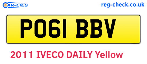 PO61BBV are the vehicle registration plates.