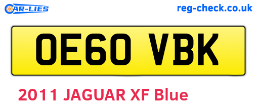 OE60VBK are the vehicle registration plates.