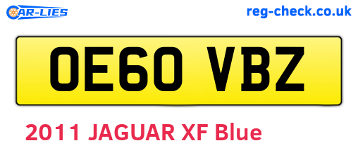 OE60VBZ are the vehicle registration plates.