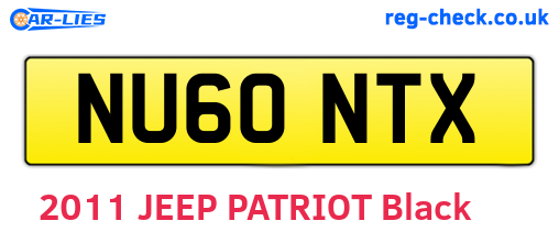 NU60NTX are the vehicle registration plates.