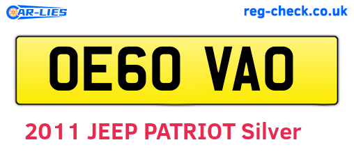 OE60VAO are the vehicle registration plates.