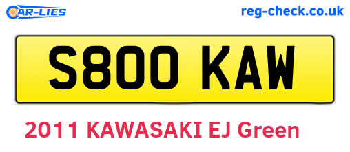 S800KAW are the vehicle registration plates.