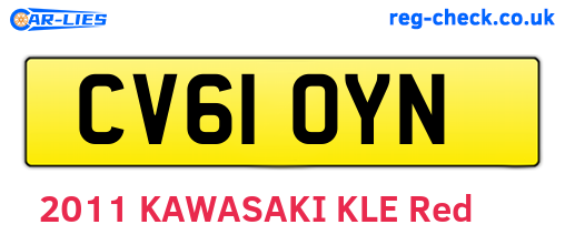 CV61OYN are the vehicle registration plates.