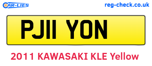 PJ11YON are the vehicle registration plates.