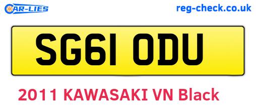 SG61ODU are the vehicle registration plates.