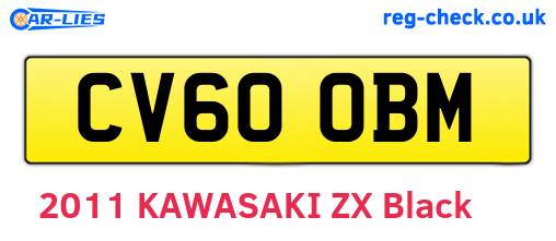 CV60OBM are the vehicle registration plates.