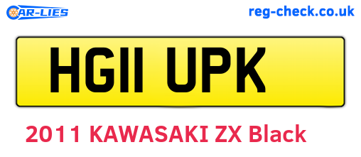 HG11UPK are the vehicle registration plates.