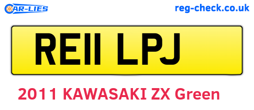 RE11LPJ are the vehicle registration plates.