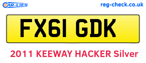 FX61GDK are the vehicle registration plates.