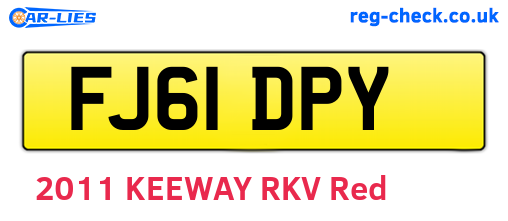 FJ61DPY are the vehicle registration plates.