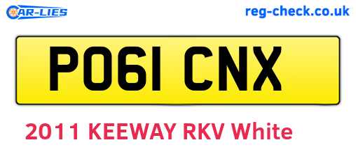 PO61CNX are the vehicle registration plates.