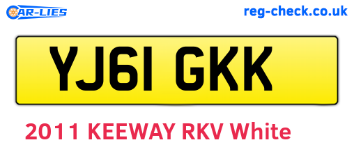 YJ61GKK are the vehicle registration plates.