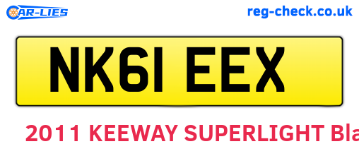 NK61EEX are the vehicle registration plates.