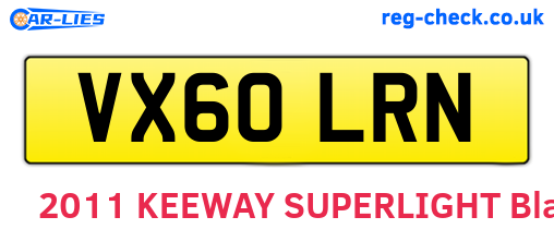 VX60LRN are the vehicle registration plates.