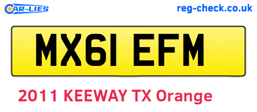 MX61EFM are the vehicle registration plates.