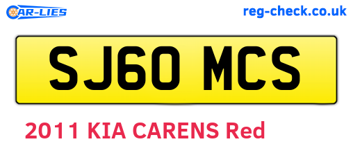 SJ60MCS are the vehicle registration plates.