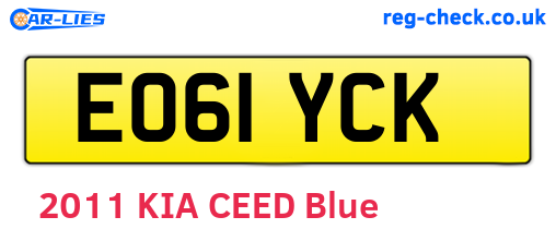 EO61YCK are the vehicle registration plates.