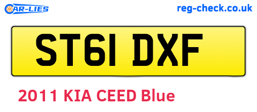 ST61DXF are the vehicle registration plates.