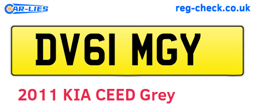 DV61MGY are the vehicle registration plates.