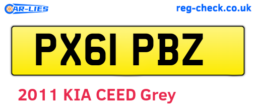 PX61PBZ are the vehicle registration plates.