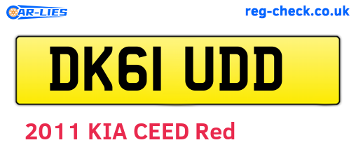 DK61UDD are the vehicle registration plates.