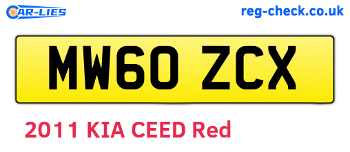 MW60ZCX are the vehicle registration plates.