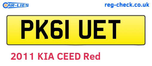 PK61UET are the vehicle registration plates.