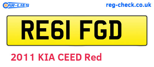 RE61FGD are the vehicle registration plates.