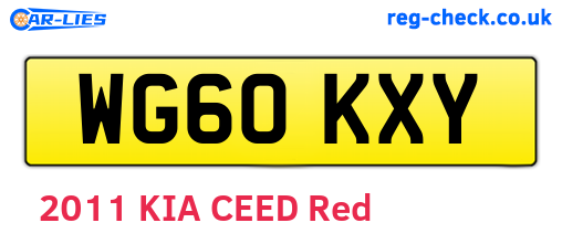 WG60KXY are the vehicle registration plates.