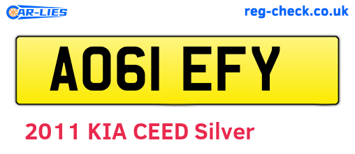 AO61EFY are the vehicle registration plates.